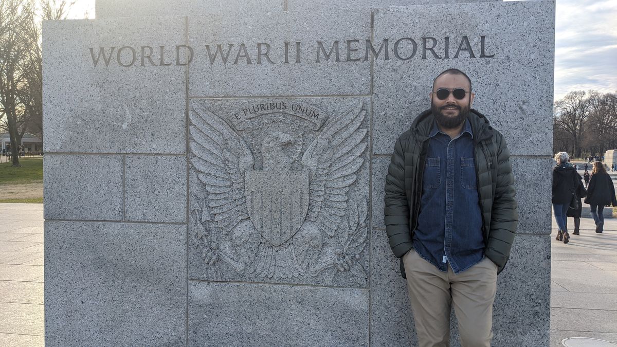 Dr. Singh at the World War II Memorial